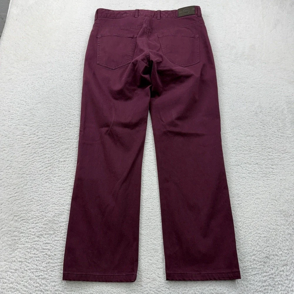 Peter Millar Mens 32 Burgundy Cotton Modal Stretch 5-Pocket Straight Leg Pants